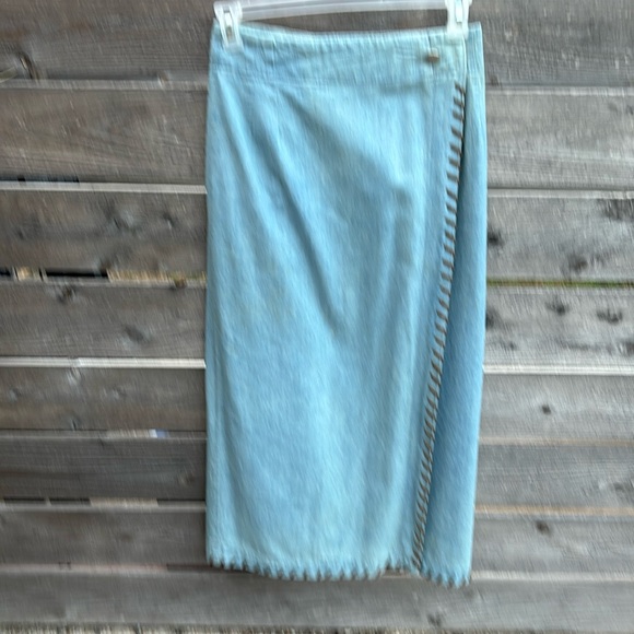 2000 Denim and Leather Skirt - Picture 1 of 4